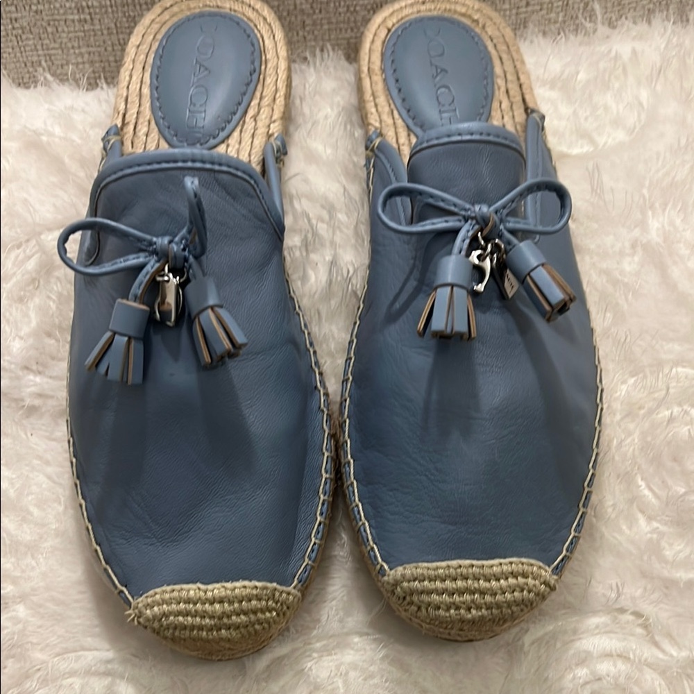 Coach Blue Espadrille Mules with Tassels